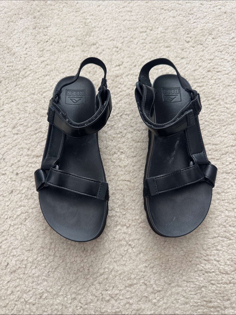 Black Reef Cushion Rem Hi platform Sandals - Size 7